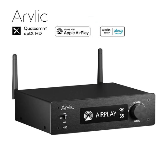 Arylic Hi-Fi マルチルーム WiFi アンプ、Bluetooth aptX HD、HDMI ARC、AirPlay 2、Spotify ストリーミング対応 無線ホームミュージック用 192KHz/24bit の音楽送受信をサポート 50W × 2 アンプ - H50