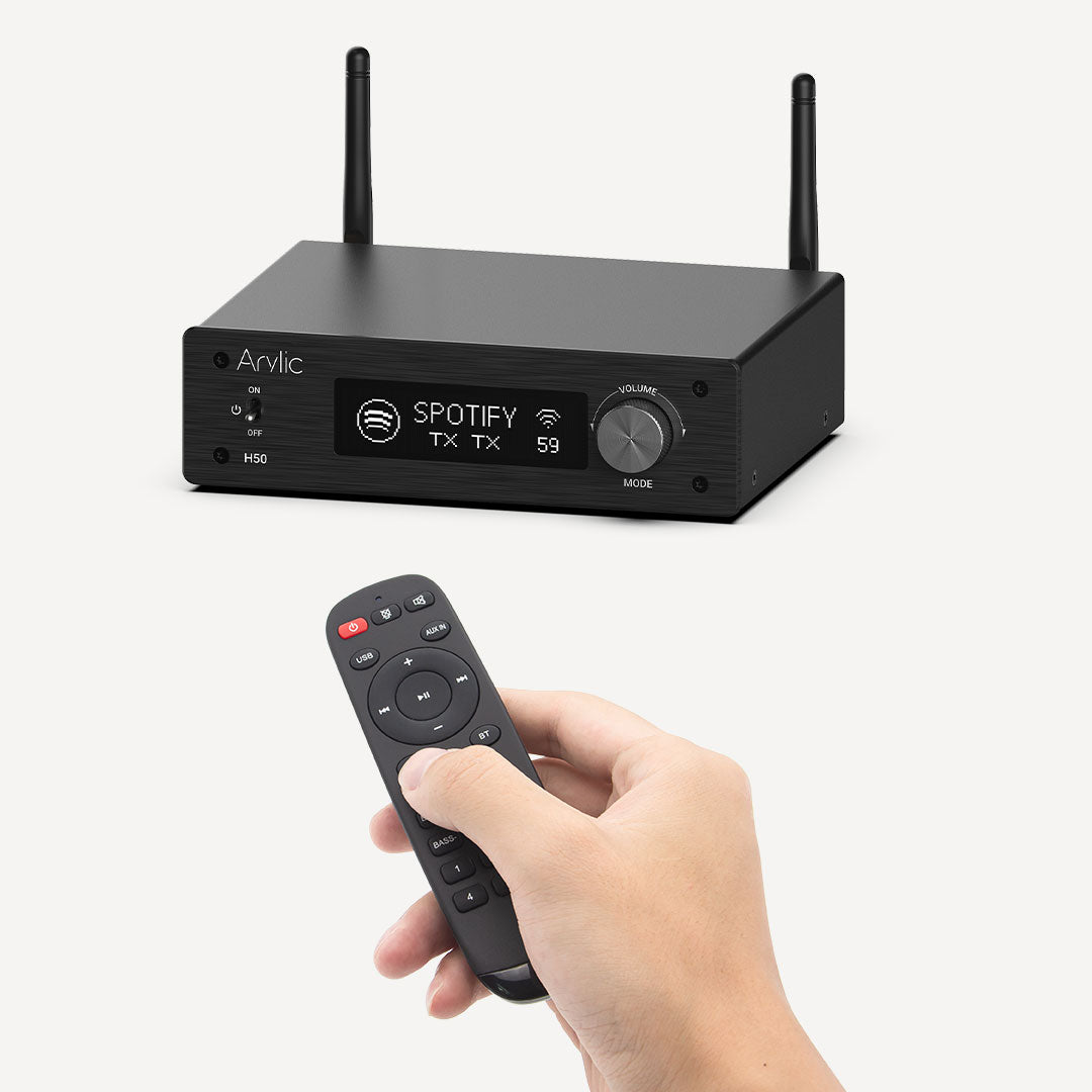 Arylic Hi-Fi マルチルーム WiFi アンプ、Bluetooth aptX HD、HDMI ARC、AirPlay 2、Spotify ストリーミング対応 無線ホームミュージック用 192KHz/24bit の音楽送受信をサポート 50W × 2 アンプ - H50