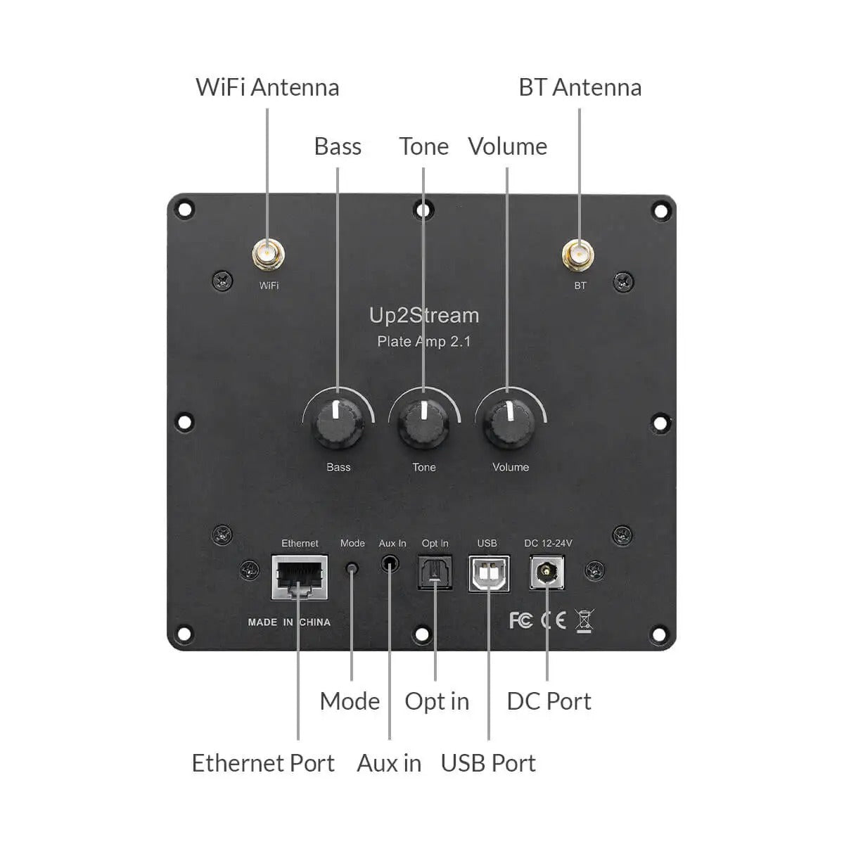 Up2Stream Plate Amp 2.1 マルチルームオーディオ 50x2W + 100W アンプボード (Spotify、Airplay、イコライザー付き)