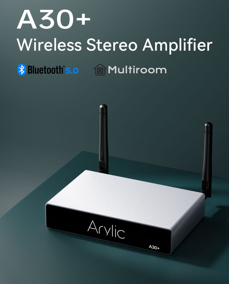 Arylic A30+ WiFi＆Bluetooth 5.0ミニステレオアンプ、2チャンネルClass Dワイヤレスアンプ、スピーカー用ホームアンプ、Spotify、AirPlay、マルチルーム/マルチゾーンデジタルオーディオスピーカーアンプ
